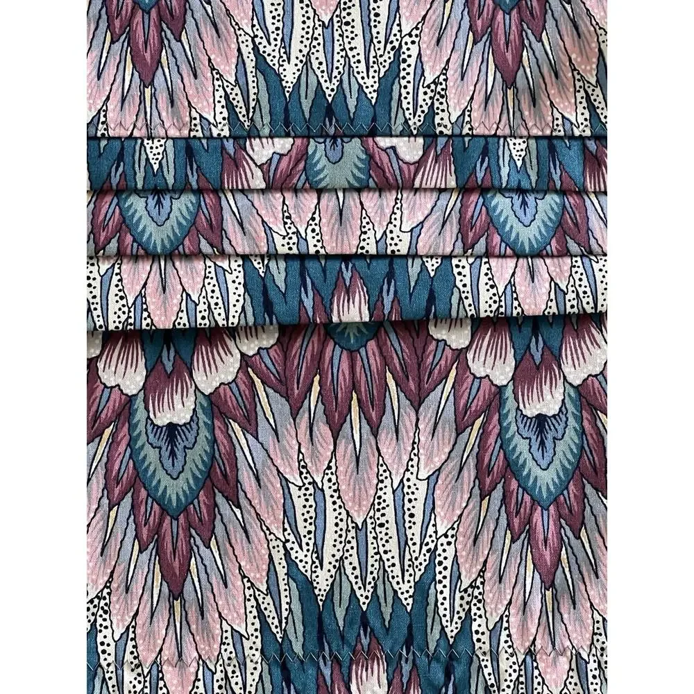 Custom Drapes Valance Kaufmann NEW WORLDS Art Deco Coral Aqua Feather Flame 6pc